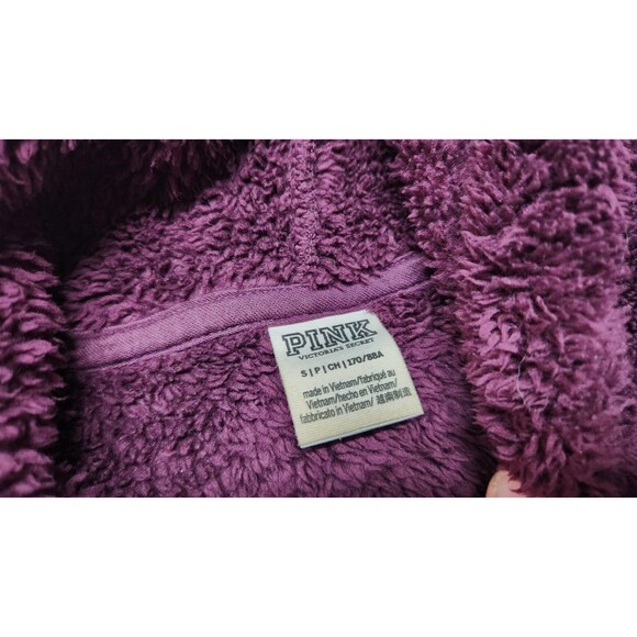 Victoria's Secret PINK Womens Small Plum 1/4 Zip Sherpa Pullover Hoodie Jacket - Picture 6 of 7